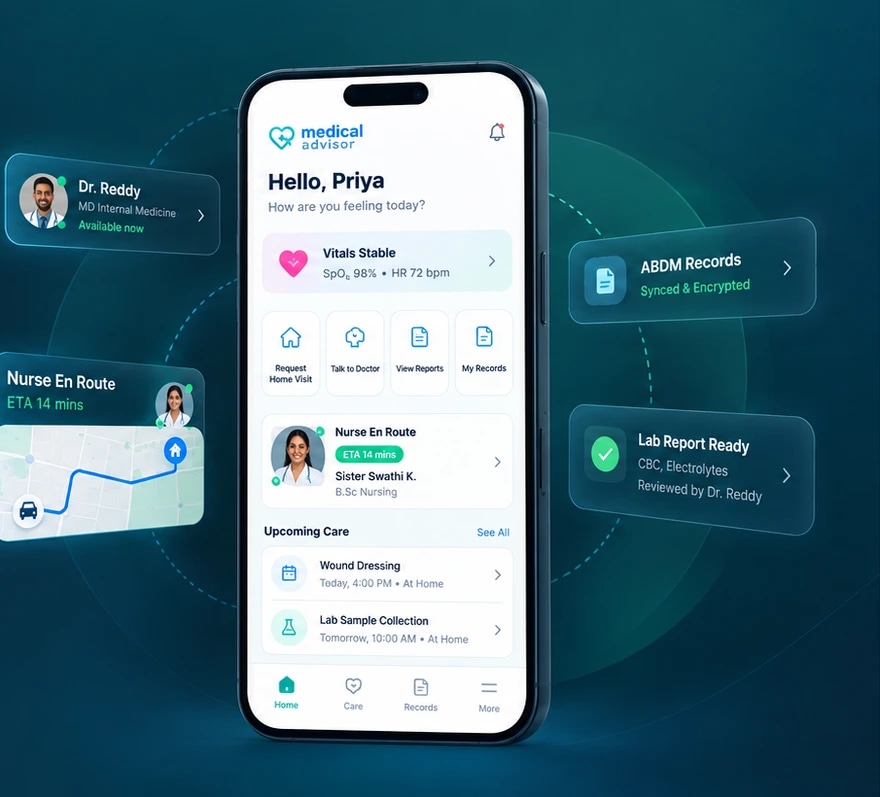 Medical Advisor mobile app interface preview